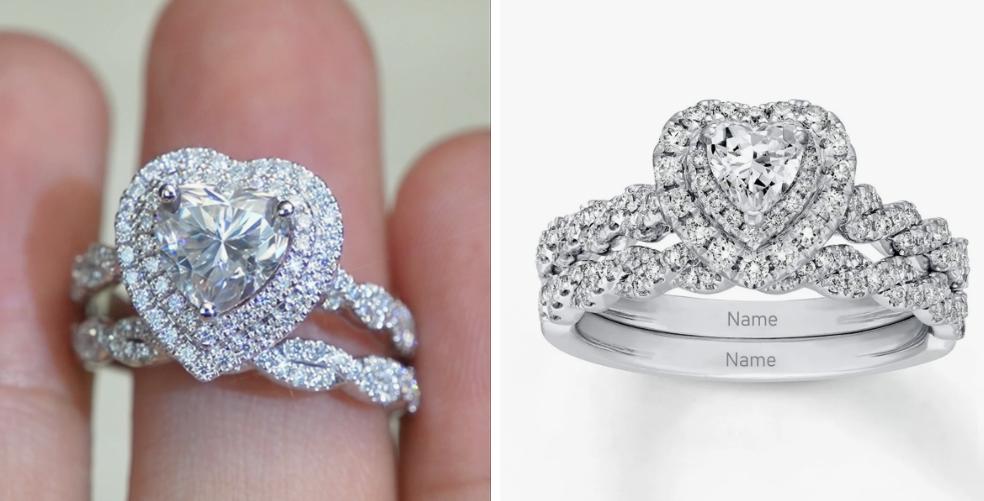 14k white gold moissanite engraving engagement ring