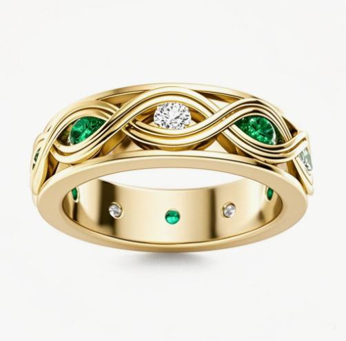 lab created diamond & gemstones wedding band for men