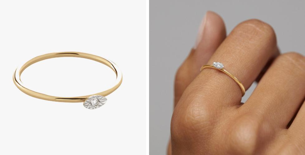 marquise cut east-to-west solitaire engagement ring